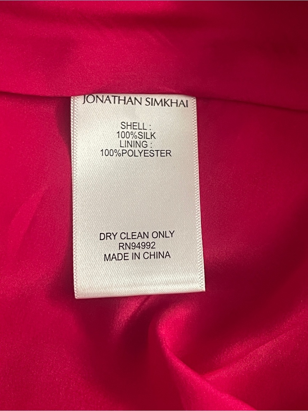 JONATHAN SIMKHAI Tamara Twist Front Top Blouse Hot Pink Twist Front 100% Silk 8 - Picture 4 of 8